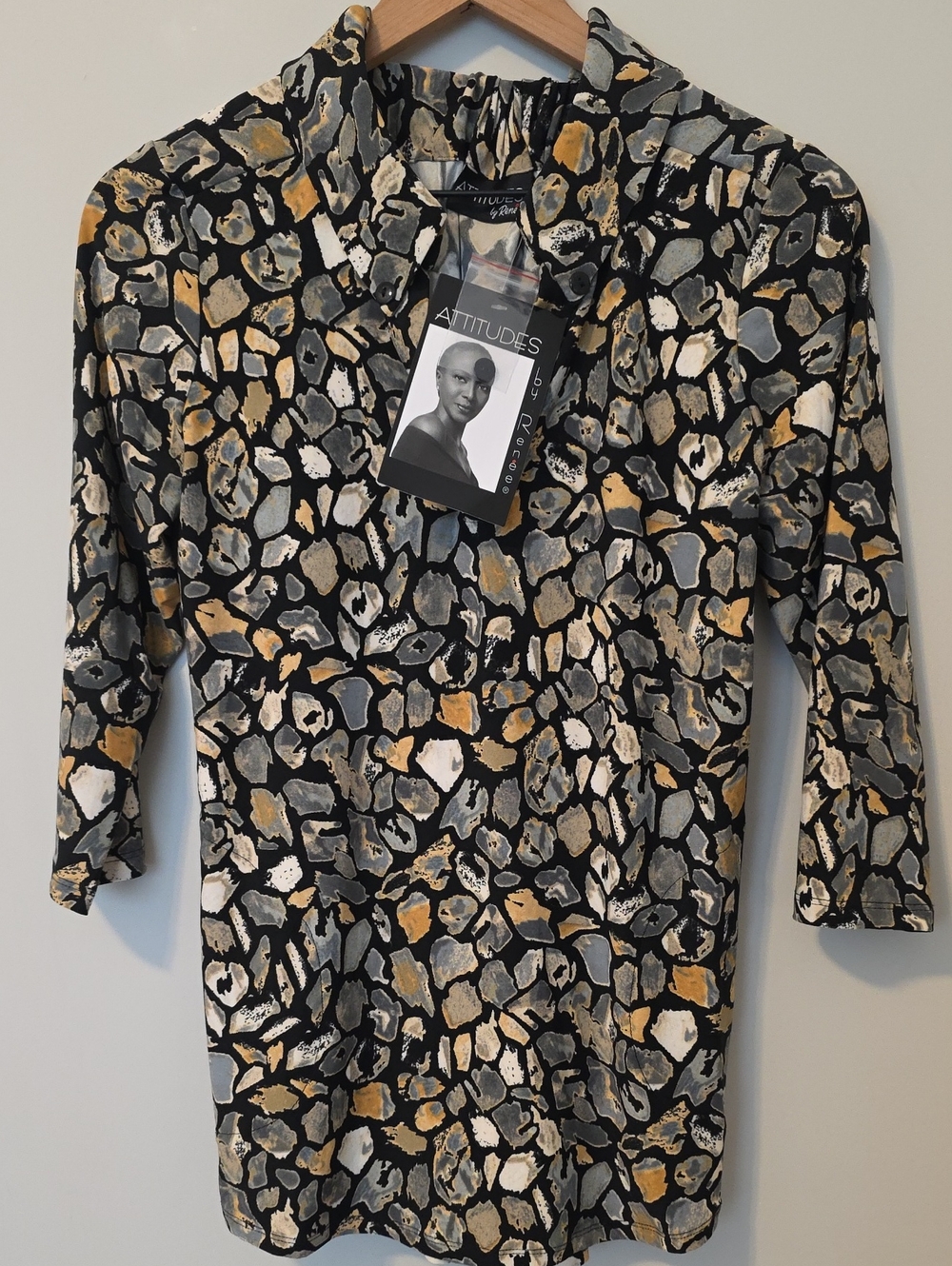 Attitudes by Renee Soft Stretch Knit Tunic Top Pockets 3/4 Sleeve